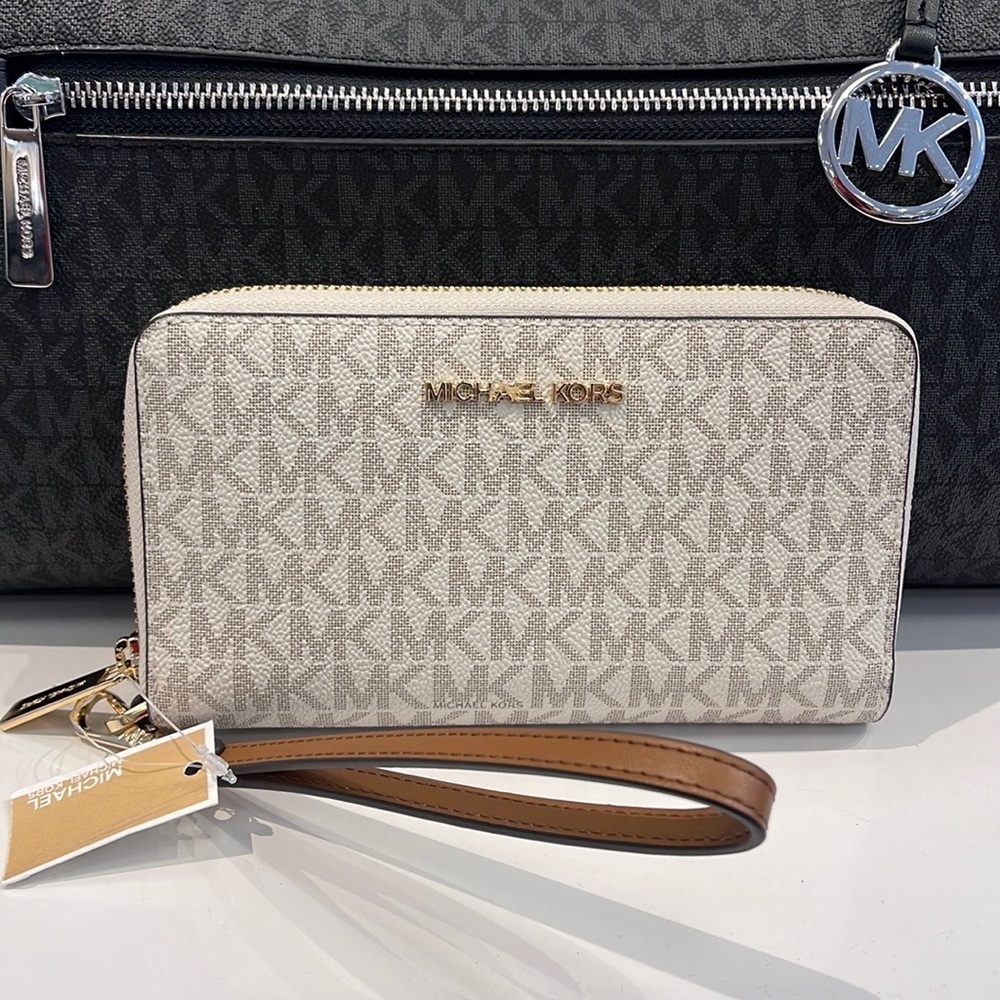 Michael Kors MK Signature Large Flat Multi-Function Phone Case Wallet Wristlet - Picture 14 of 16